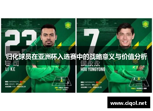 归化球员在亚洲杯入选赛中的战略意义与价值分析 归化球员在亚洲杯入选赛中的战略意义与价值分析